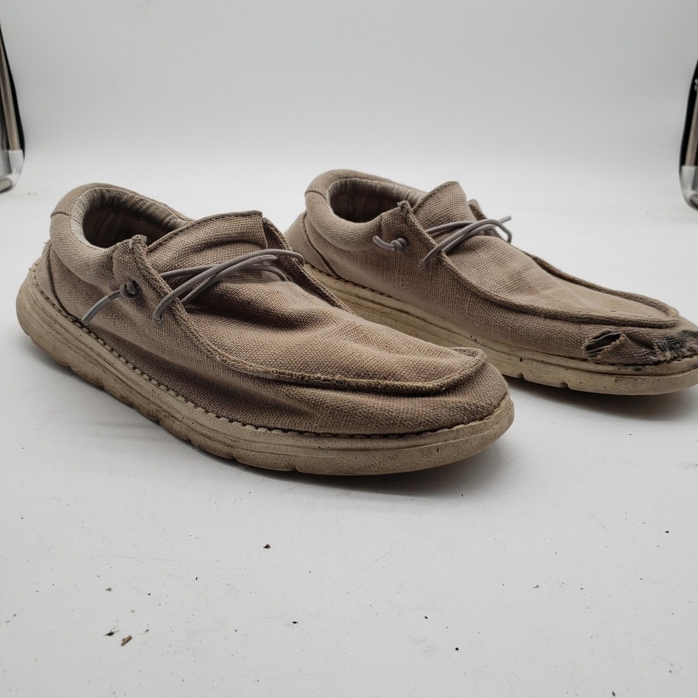 Bruno Marc Shoes Womens Size 11 Beige Canvas Loafer Lace Up Comfort Casual